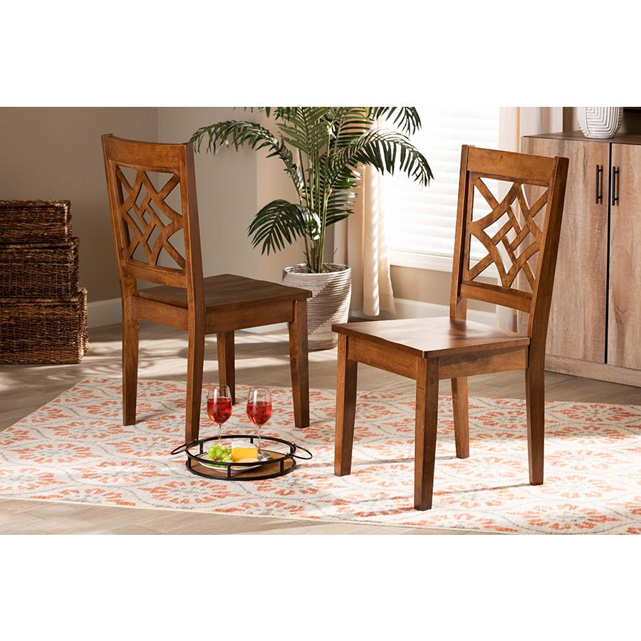 Walnut Brown Finished Wood 2-Piece Dining Chair Set. Picture 6