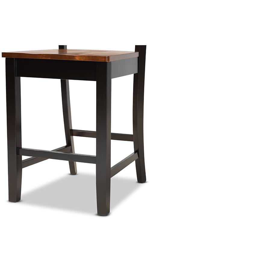 Transitional Two-Tone Dark Brown and Walnut Brown Finished Wood 5-Piece Pub Set. Picture 6