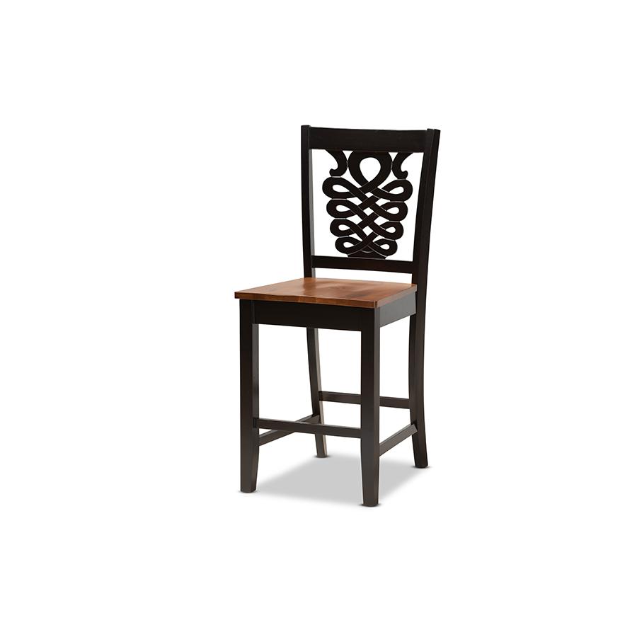 Transitional Two-Tone Dark Brown and Walnut Brown Finished Wood 5-Piece Pub Set. Picture 2