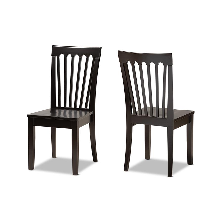 Transitional Dark Brown Finished Wood 2-Piece Dining Chair Set. Picture 1