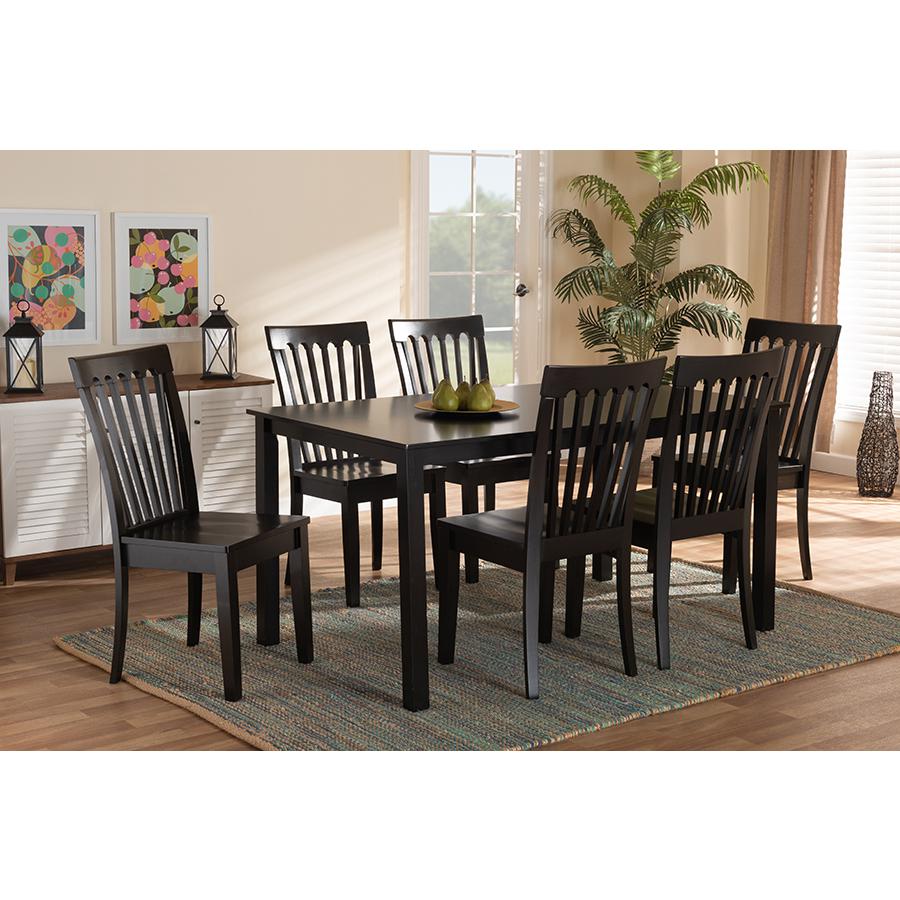 Baxton Studio Erion Modern and Contemporary Dark Brown Finished Wood 7-Piece Dining Set. Picture 7