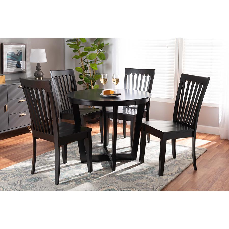 Sasa Modern and Contemporary Dark Brown Finished Wood 5-Piece Dining Set. Picture 7