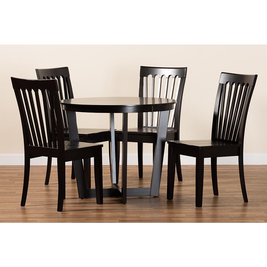 Sasa Modern and Contemporary Dark Brown Finished Wood 5-Piece Dining Set. Picture 8