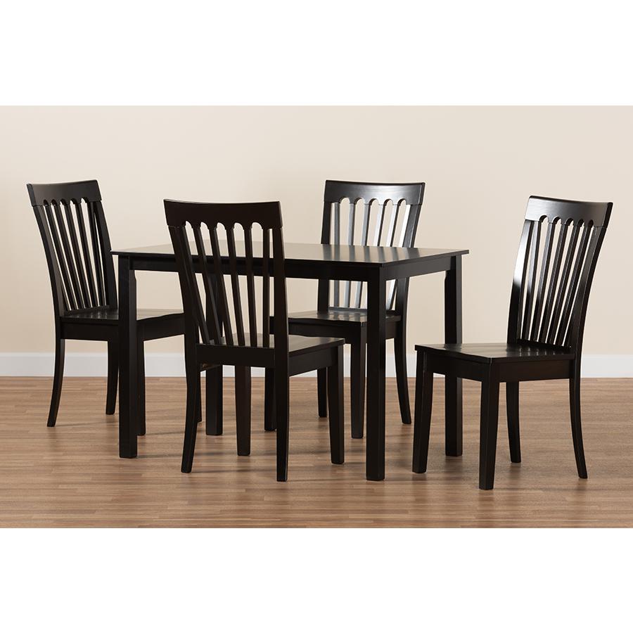 Erion Modern and Contemporary Dark Brown Finished Wood 5-Piece Dining Set. Picture 8
