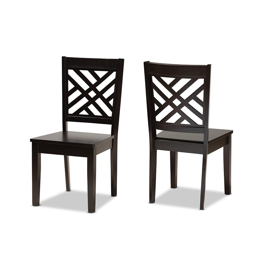 Transitional Dark Brown Finished Wood 2-Piece Dining Chair Set. Picture 1