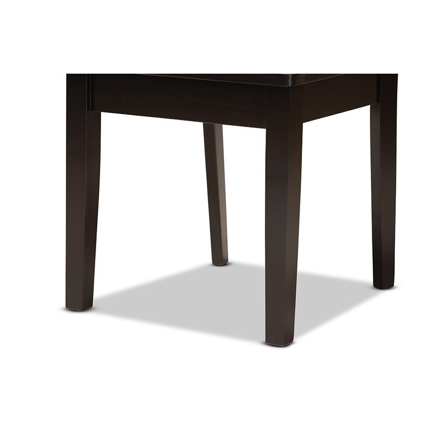 Ela Modern and Contemporary Dark Brown Finished Wood 5-Piece Dining Set. Picture 6