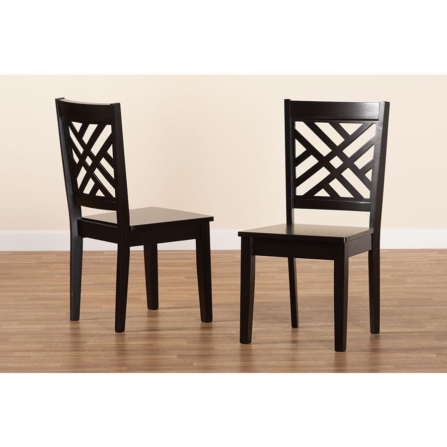 Transitional Dark Brown Finished Wood 2-Piece Dining Chair Set. Picture 7