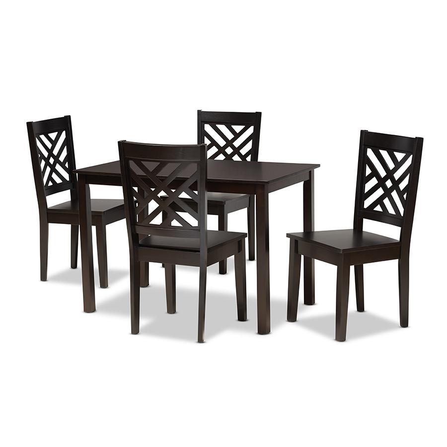 Ani Modern and Contemporary Dark Brown Finished Wood 5-Piece Dining Set. Picture 1