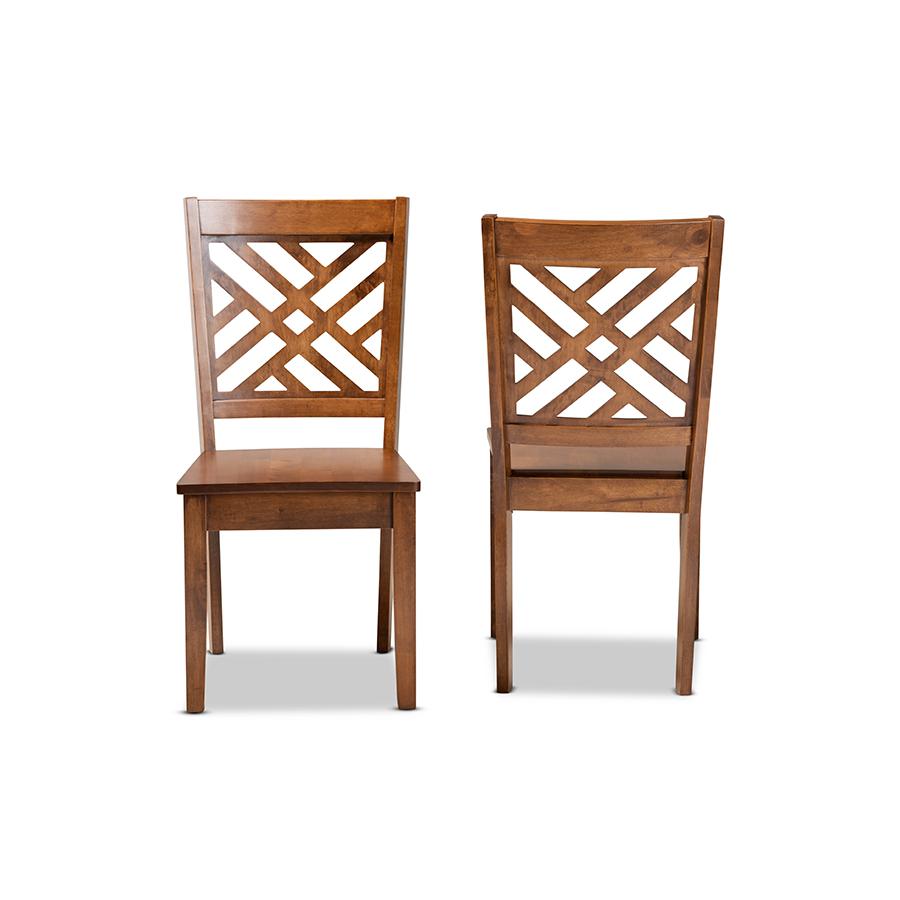Baxton Studio Caron Modern and Contemporary Transitional Walnut Brown Finished Wood 2-Piece Dining Chair Set. Picture 3