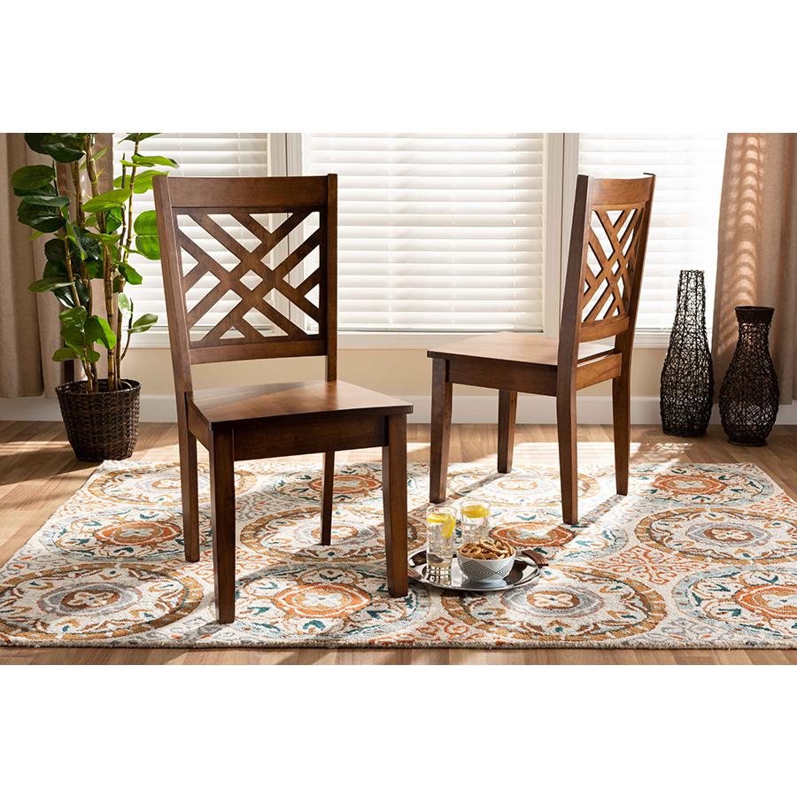 Baxton Studio Caron Modern and Contemporary Transitional Walnut Brown Finished Wood 2-Piece Dining Chair Set. Picture 2