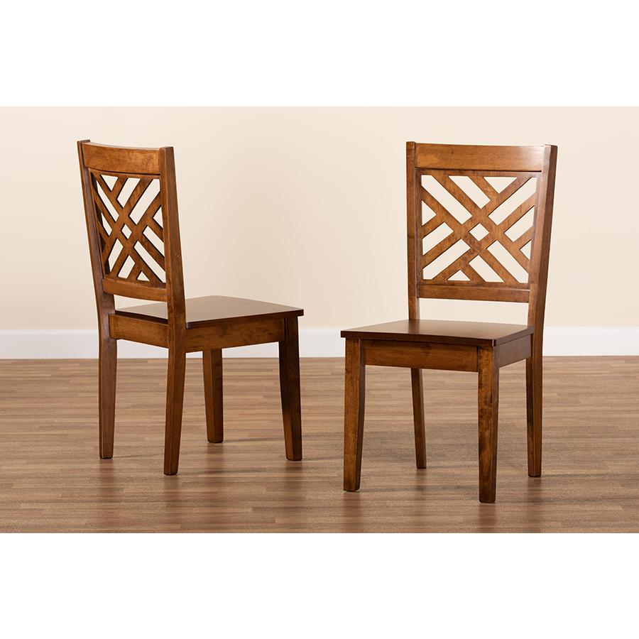 Baxton Studio Caron Modern and Contemporary Transitional Walnut Brown Finished Wood 2-Piece Dining Chair Set. Picture 8