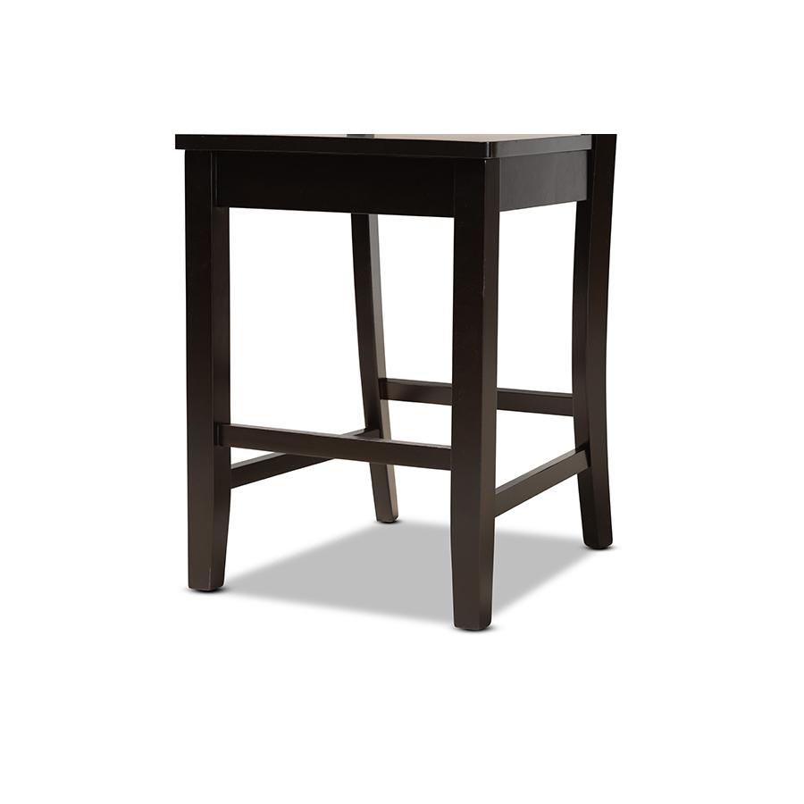 Transitional Dark Brown Finished Wood 2-Piece Counter Stool Set. Picture 5