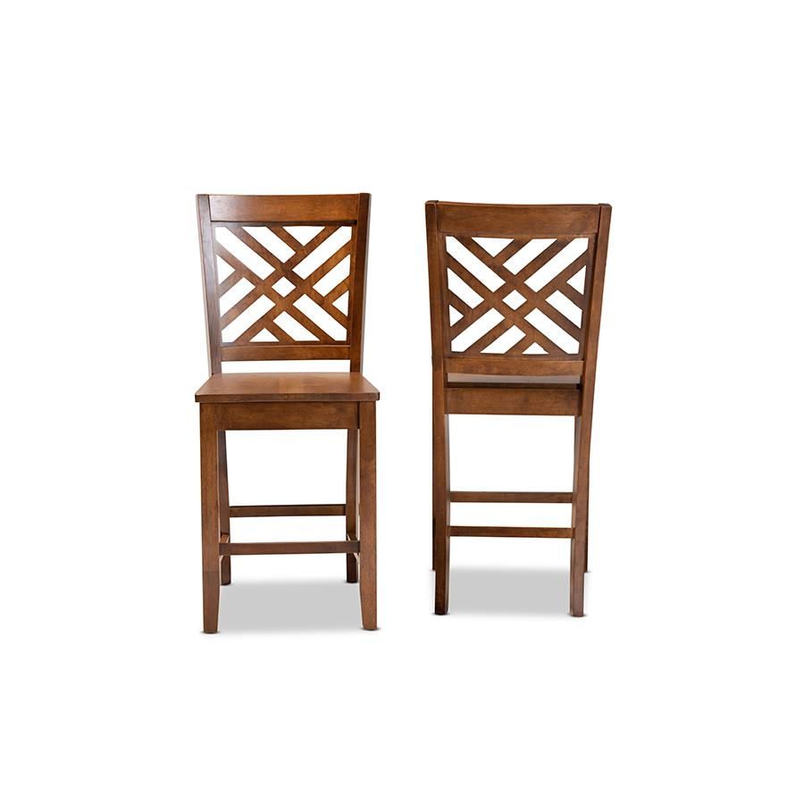 Baxton Studio Caron Modern and Contemporary Transitional Walnut Brown Finished Wood 2-Piece Counter Stool Set. Picture 3