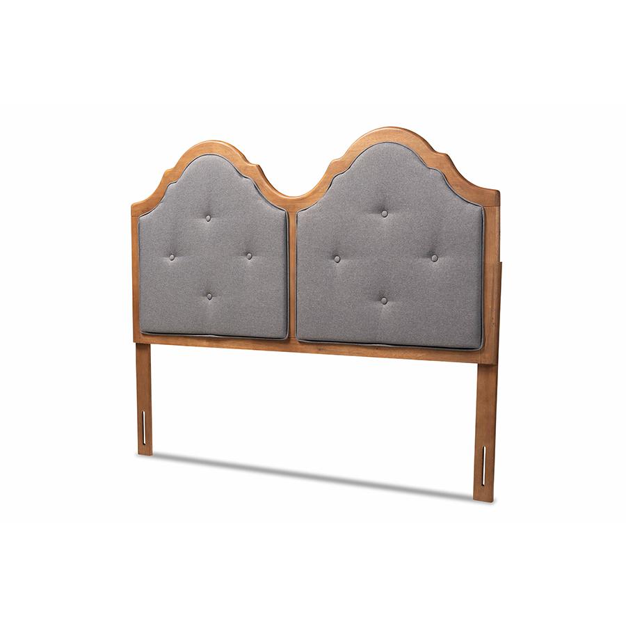 Walnut Brown Finished Wood Queen Size Arched Headboard. Picture 1