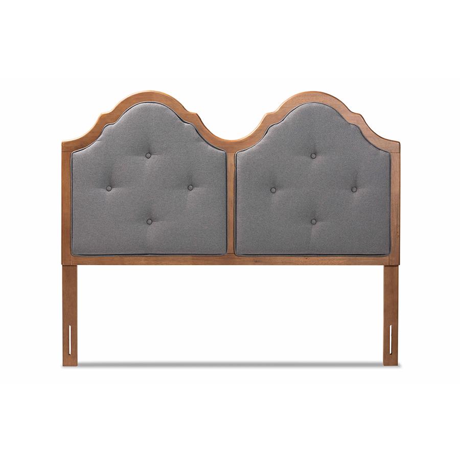 Walnut Brown Finished Wood Queen Size Arched Headboard. Picture 2