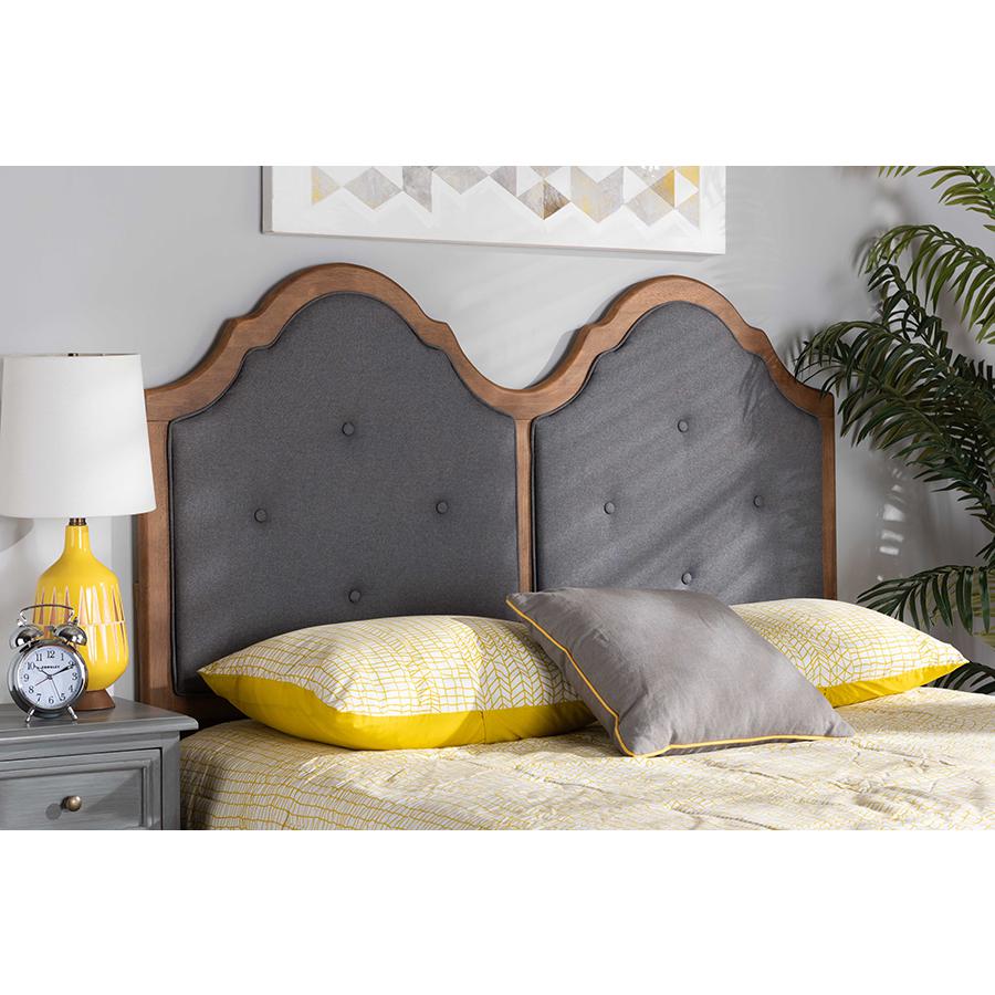 Walnut Brown Finished Wood Queen Size Arched Headboard. Picture 4