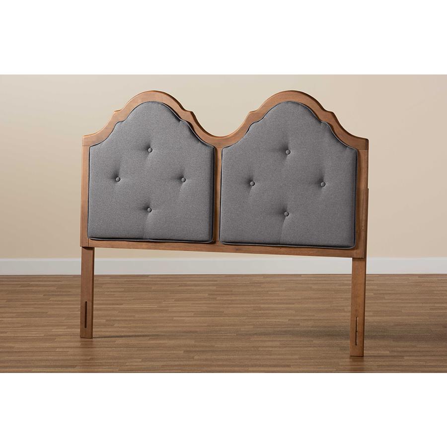 Walnut Brown Finished Wood Queen Size Arched Headboard. Picture 5