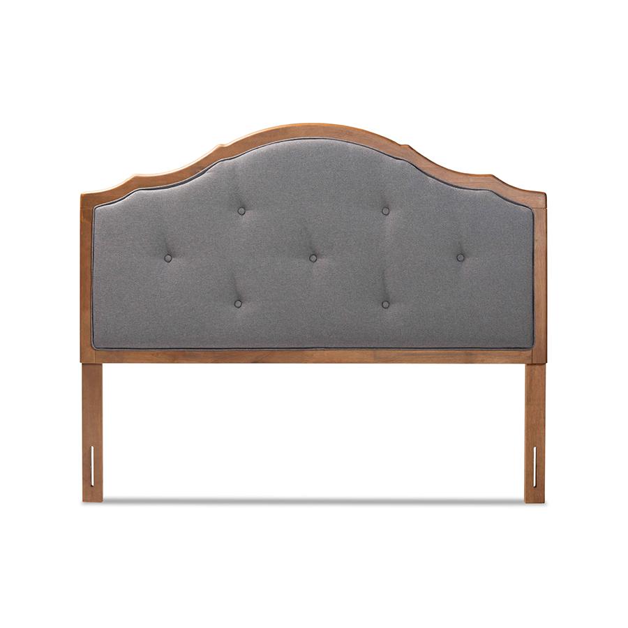 Walnut Brown Finished Wood Queen Size Arched Headboard. Picture 2