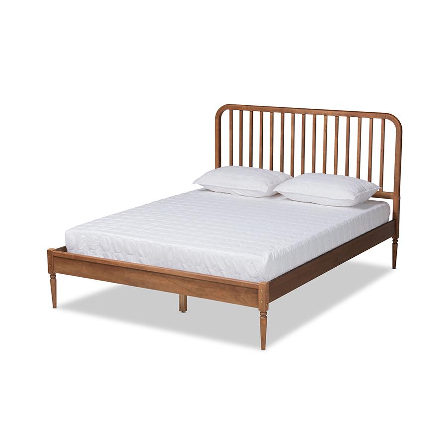 Neilan Modern and Contemporary Walnut Brown Finished Wood Full Size Platform Bed. Picture 1
