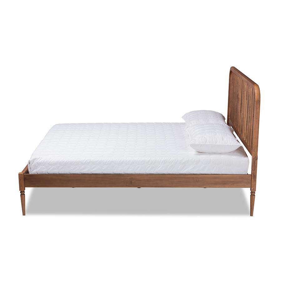 Neilan Modern and Contemporary Walnut Brown Finished Wood Full Size Platform Bed. Picture 2