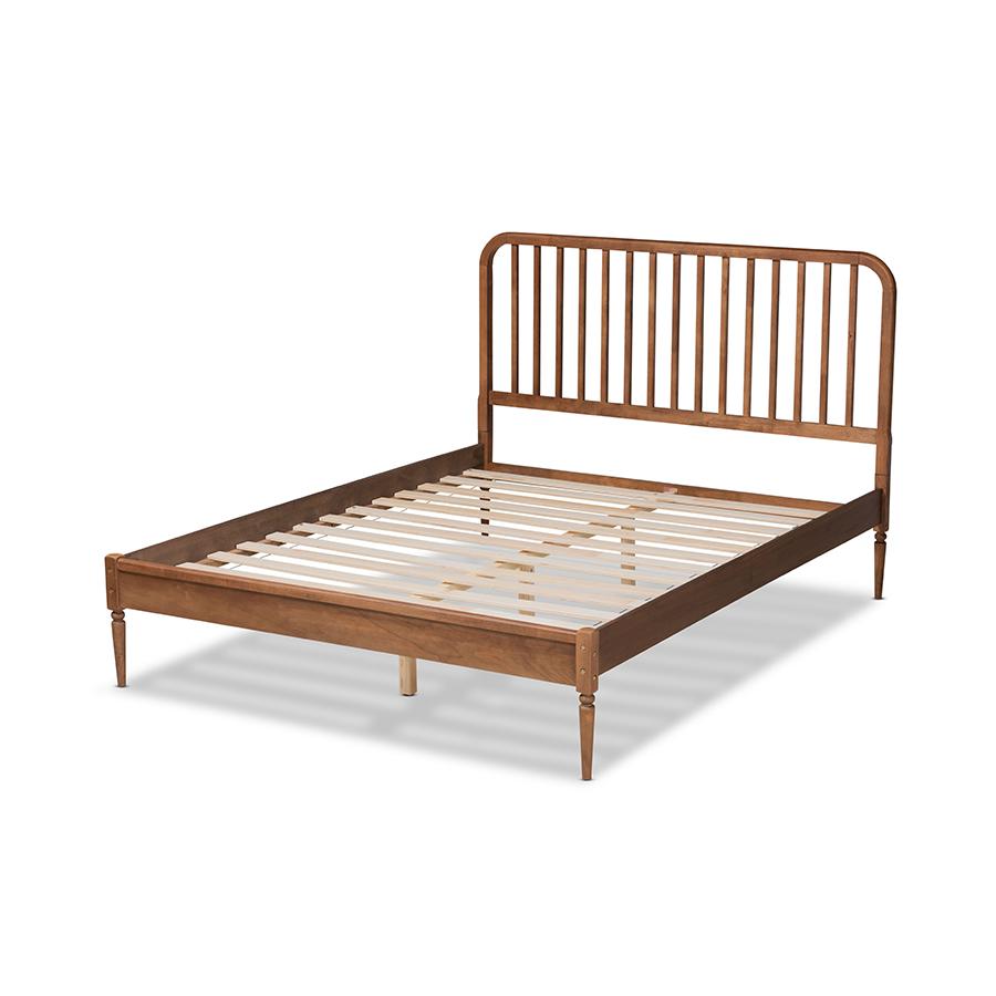 Neilan Modern and Contemporary Walnut Brown Finished Wood Full Size Platform Bed. Picture 3