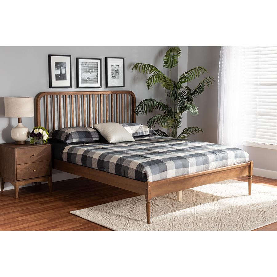 Neilan Modern and Contemporary Walnut Brown Finished Wood Full Size Platform Bed. Picture 7