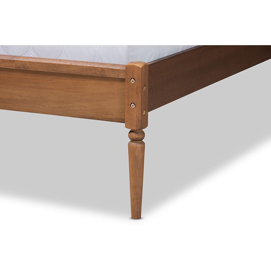 Traditional Walnut Brown Finished Wood Full Size Platform Bed. Picture 5