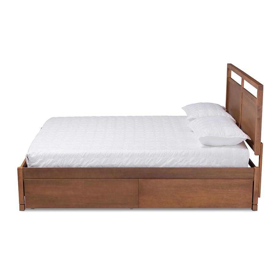 Walnut Brown Finished Wood Full Size 4-Drawer Platform Storage Bed. Picture 3