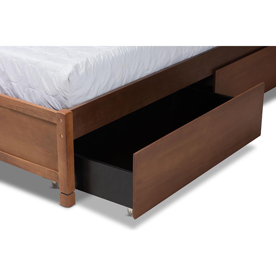 Walnut Brown Finished Wood Full Size 4-Drawer Platform Storage Bed. Picture 6