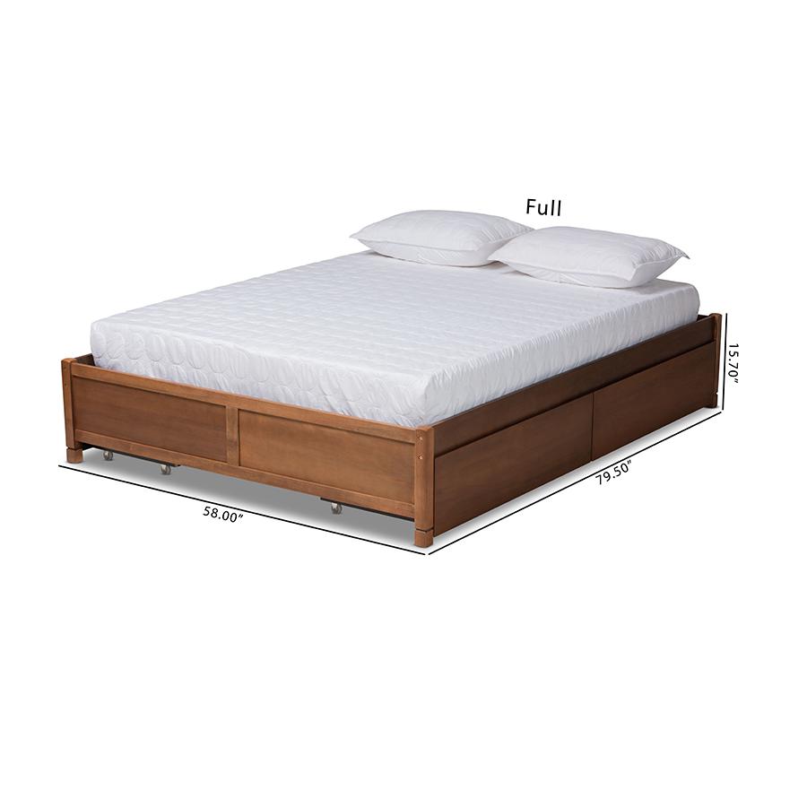 Walnut Brown Finished Wood Full Size 4-Drawer Platform Storage Bed Frame. Picture 11