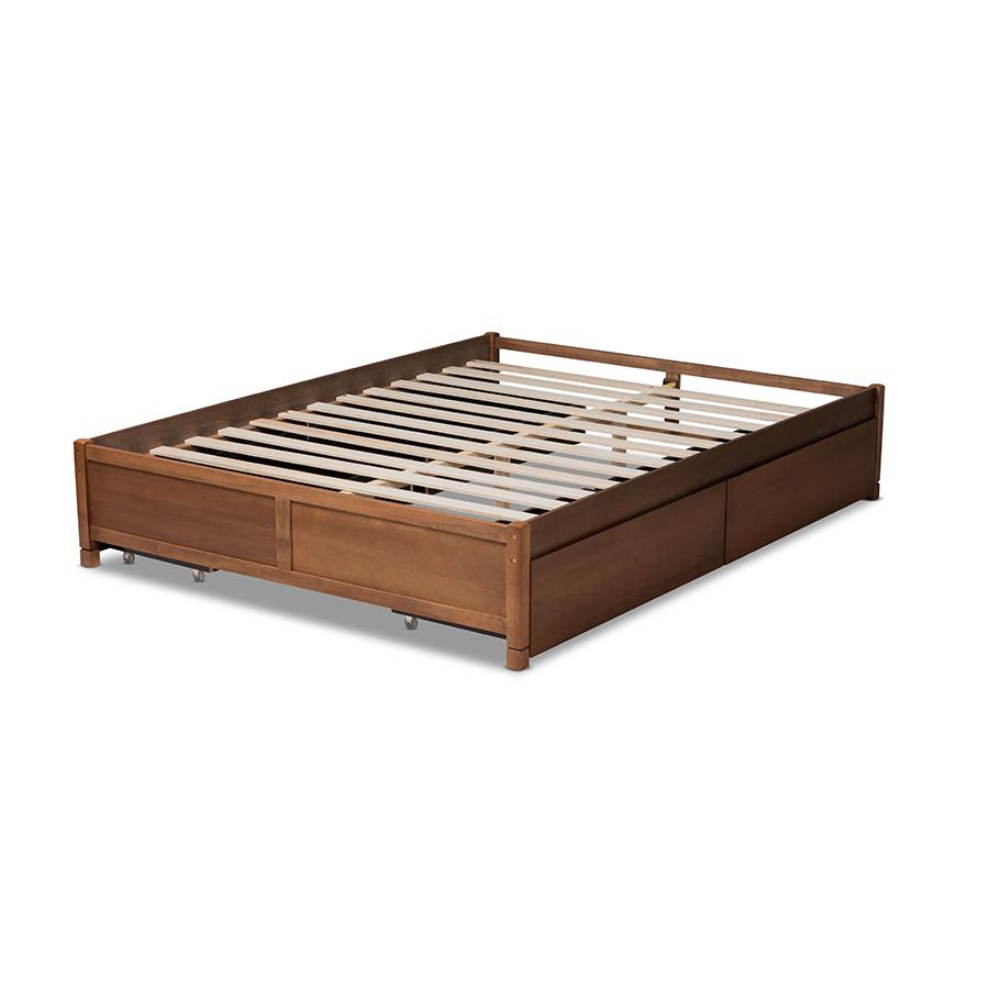 Walnut Brown Finished Wood Full Size 4-Drawer Platform Storage Bed Frame. Picture 4