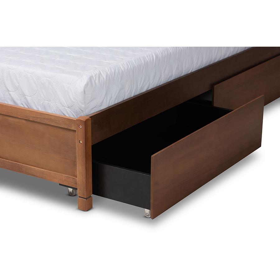 Walnut Brown Finished Wood Full Size 4-Drawer Platform Storage Bed Frame. Picture 6