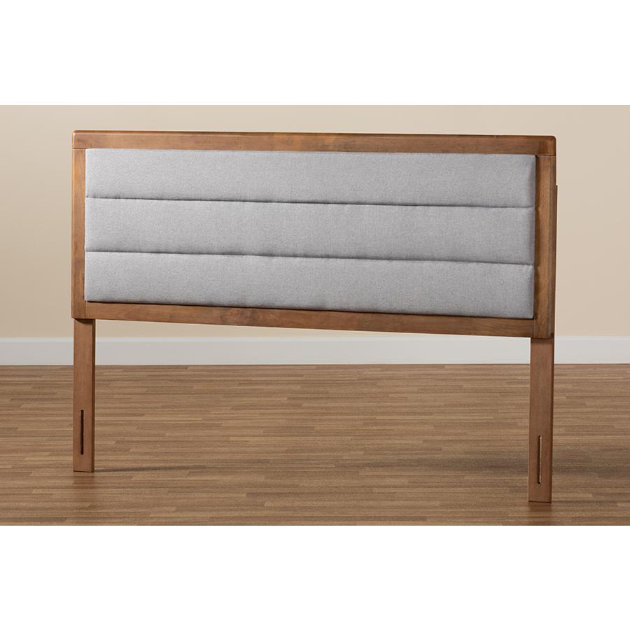 Baxton Studio Dexter Modern and Contemporary Light Grey Fabric Upholstered and Walnut Brown Finished Wood Full Size Headboard. Picture 6
