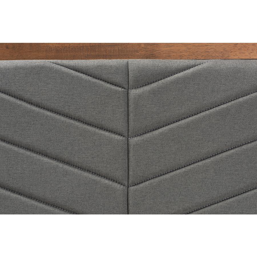 Baxton Studio Iden Modern and Contemporary Dark Grey Fabric Upholstered and Walnut Brown Finished Wood Twin Size Headboard. Picture 4