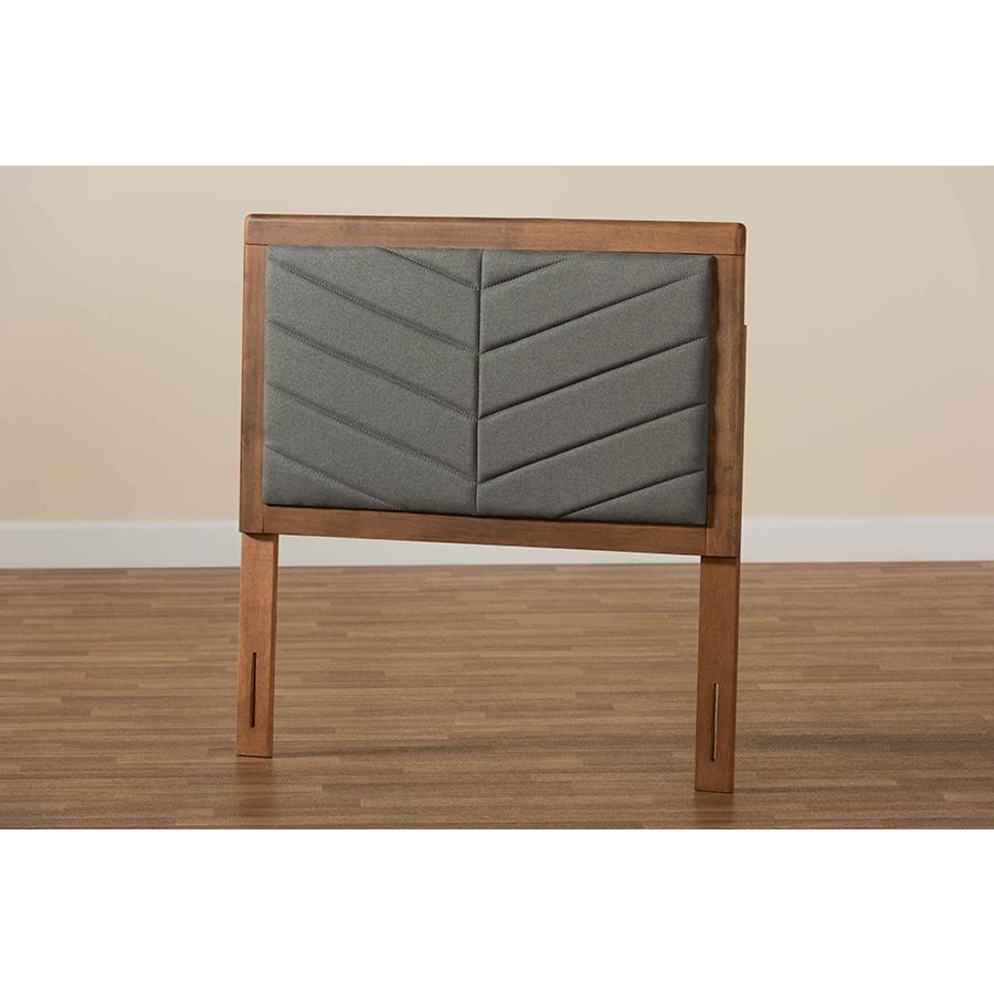 Baxton Studio Iden Modern and Contemporary Dark Grey Fabric Upholstered and Walnut Brown Finished Wood Twin Size Headboard. Picture 6