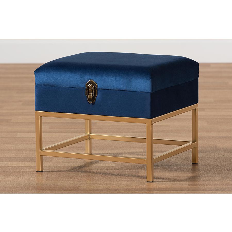 Gold Finished Metal Small Storage Ottoman. Picture 9