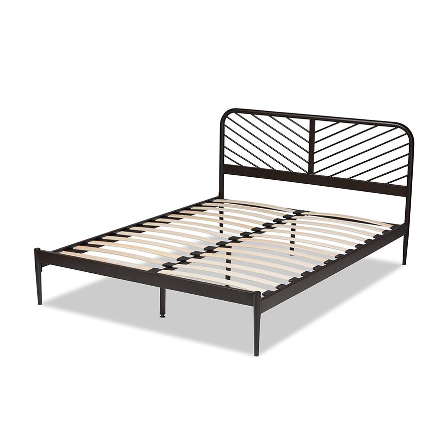 Industrial Black Bronze Metal Queen Size Platform Bed. Picture 3
