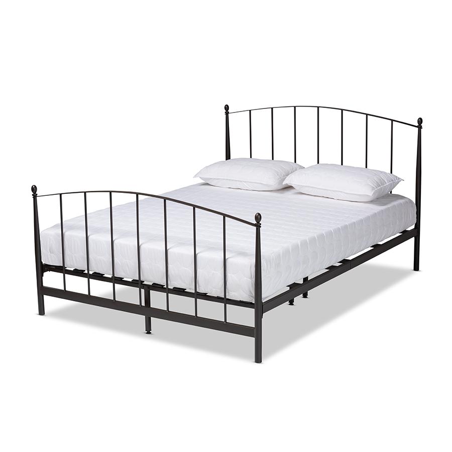 Lana Modern and Contemporary Black Bronze Finished Metal Full Size Platform Bed. Picture 1