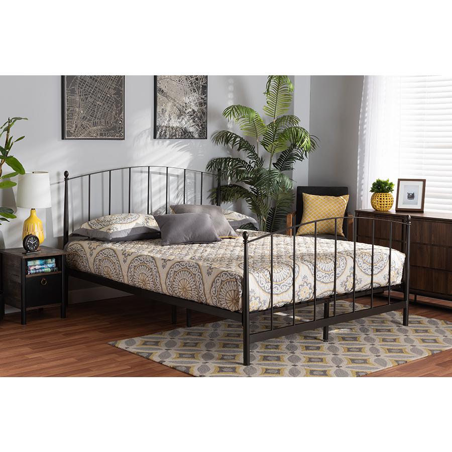 Lana Modern and Contemporary Black Bronze Finished Metal Full Size Platform Bed. Picture 5