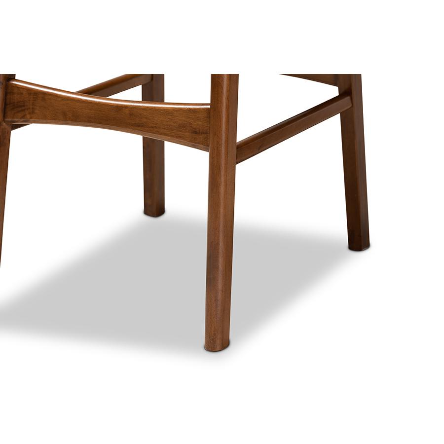 Katya Mid-Century Modern Walnut Brown Finished Wood 2-Piece Bar Stool Set. Picture 5