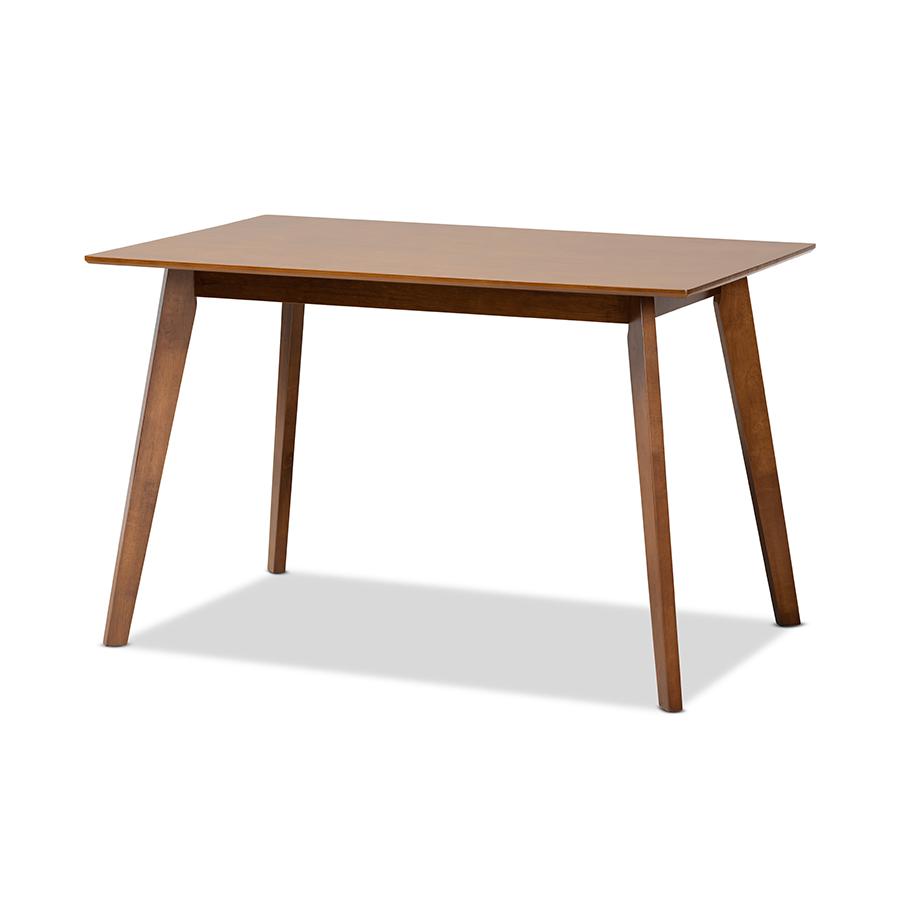 Maila Mid-Century Modern Transitional Walnut Brown Finished Wood Dining Table. Picture 1