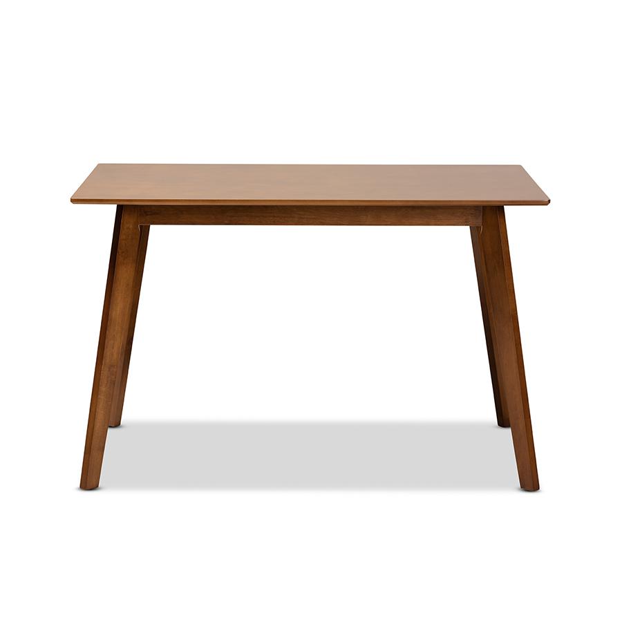Maila Mid-Century Modern Transitional Walnut Brown Finished Wood Dining Table. Picture 2