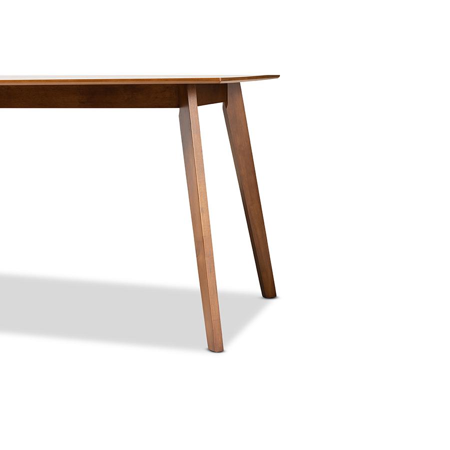 Maila Mid-Century Modern Transitional Walnut Brown Finished Wood Dining Table. Picture 5