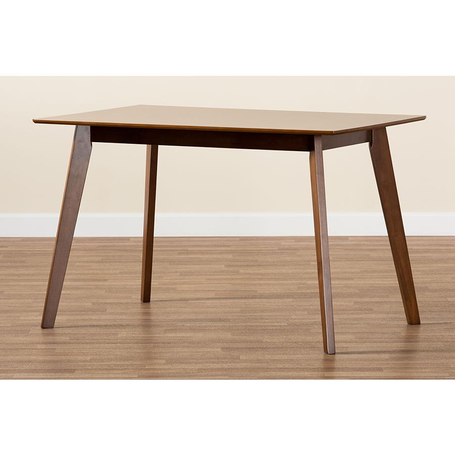 Maila Mid-Century Modern Transitional Walnut Brown Finished Wood Dining Table. Picture 7