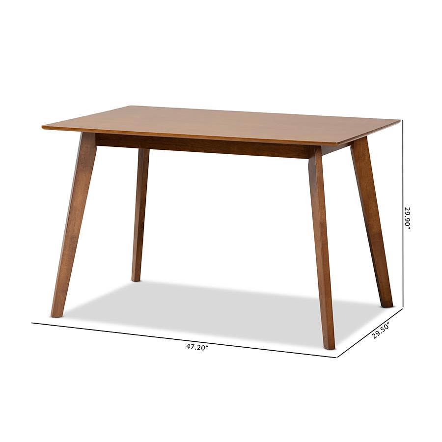 Maila Mid-Century Modern Transitional Walnut Brown Finished Wood Dining Table. Picture 8