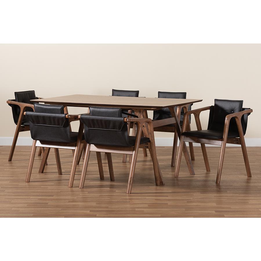 Walnut Brown Finished Wood 7-Piece Dining Set. Picture 8