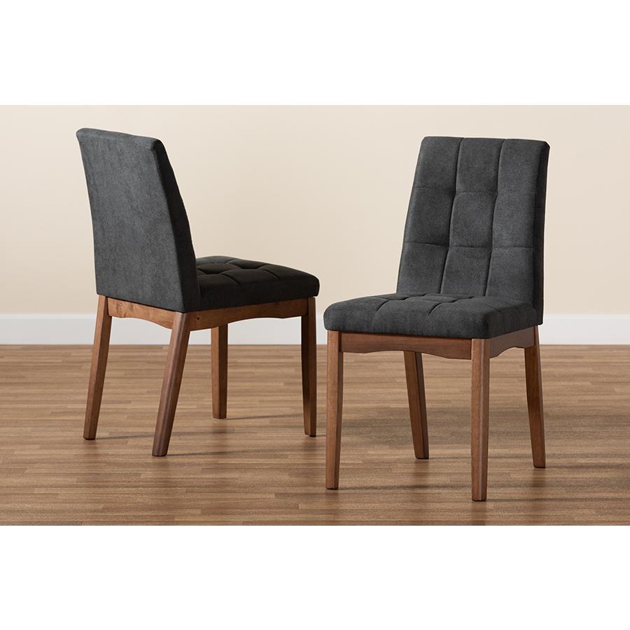 Walnut Brown Finished Wood 2-Piece Dining Chair Set. Picture 7