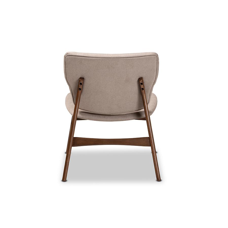 Baxton Studio Benito Mid-Century Modern Transitional Beige Fabric Upholstered and Walnut Brown Finished Wood Accent Chair. Picture 5