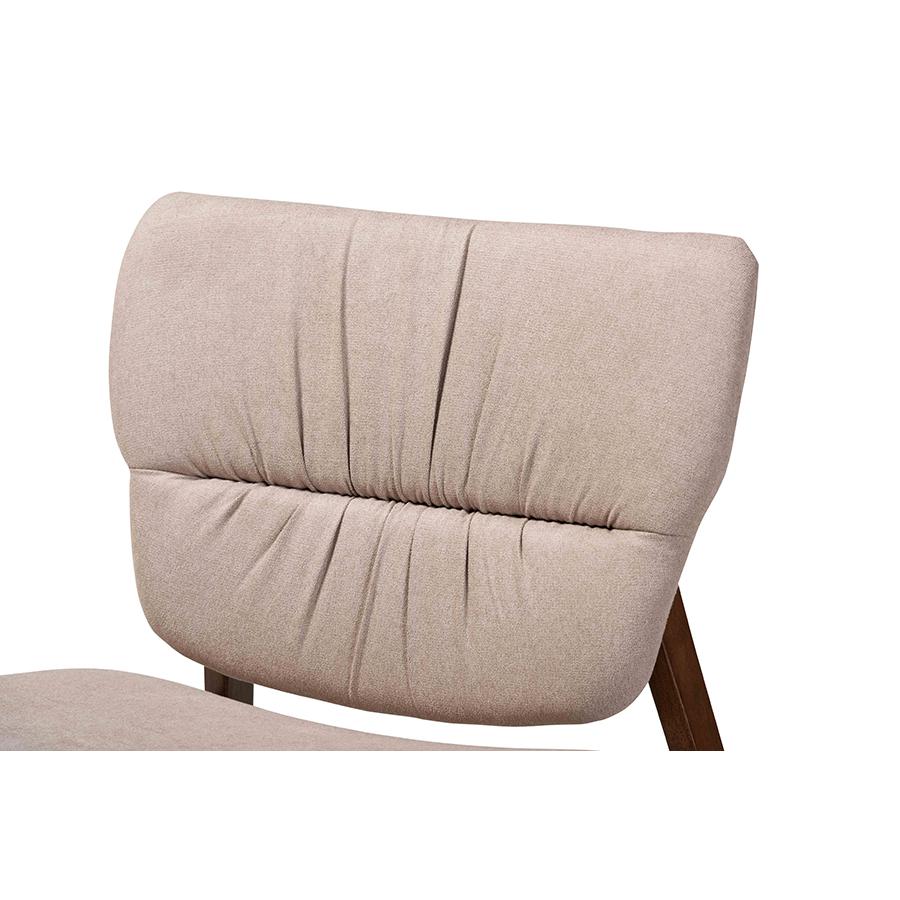 Baxton Studio Benito Mid-Century Modern Transitional Beige Fabric Upholstered and Walnut Brown Finished Wood Accent Chair. Picture 6