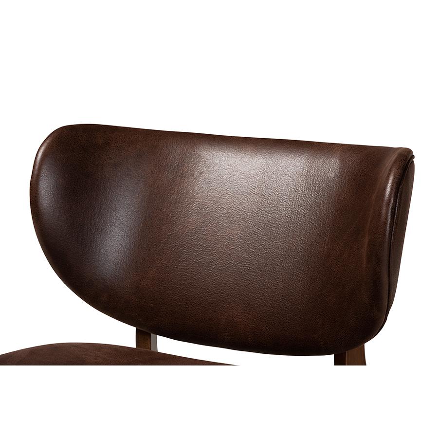 Leather Effect and Walnut Brown Finished Wood Living Room Accent Chair. Picture 5